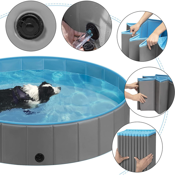 Басейн для собак eugad для великих собак, складаний дитячий басейн для дітей, сірий 120x30 см 120x30 см (1 упаковка) Темно-сірий