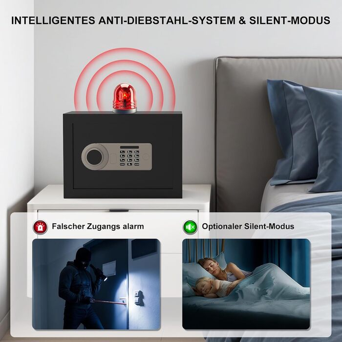 Сейф Diyife 16L з цифровим замком, сигналізацією та підсвіткою. Меблевий сейф з висувною полицею, з міцної сталі SPCC, 35x25x25 см, 2 ключі. Для дому, офісу, готелю.