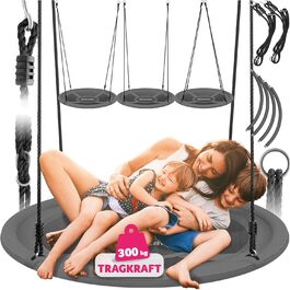 Шоукель Tectake® Nestschaukel: зручний та міцний гамак-шоукель для дітей та дорослих. Максимальне навантаження до 300 кг. Підходить для саду, дитячої кімнати. Діаметр 120 см та 100 см.