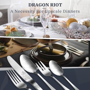 Набір столових приборів DRAGON RIOT Gold 30 предметів: столові прибори з нержавіючої сталі для 6 осіб, набір ножів, виделок, ложок, столовий прибор для дому, ресторану, вечірки, золотистий колір