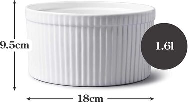 Кубок світу Bartleet & Sons 1750 T178 традиційна порцелянова миска для суфле діаметром 18 см, ємністю 1,6 л, білого кольору