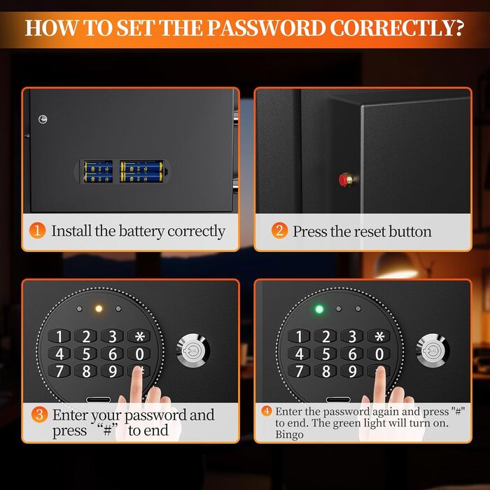 Сейф для дому та офісу WASJOYE Tresor Safe Groß з ключем та електронним замком, настінний сейф з цифровим кодом (40x38x31 см, 31 л)