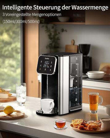 ЗACHVO Дозатор гарячої води UR05-2200W: миттєве гаряче водопостачання, 4 температурні режими, 3 об'єми, 4л бак, компактний та енергоефективний, захист від перегріву, дитячий замок, для кухні та офісу, фільтр з активованого вугілля