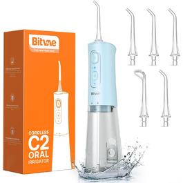 Набір для гігієни порожнини рота Bitvae: ірригатор та електрична зубна щітка, 3 режими, 5 рівнів тиску, бездротовий, з 4 насадками для щітки та 4 насадками для ірригатора, колір: чорний