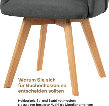 Обідні крісла Bekrvio (2 шт.) - обертаються, з підлокітниками, жовті, сірі, дерев'яні