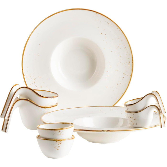 Набір кавових чашок MÄSER Serie Pintar (8 шт.) з порцеляни, вінтажний стиль, коричневий, для 4 осіб