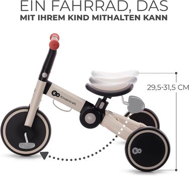 Триколісний велосипед Kinderkraft 4TRIKE 3в1: біговел, самокат, з сидінням, сірий, від 12 міс. до 5 років