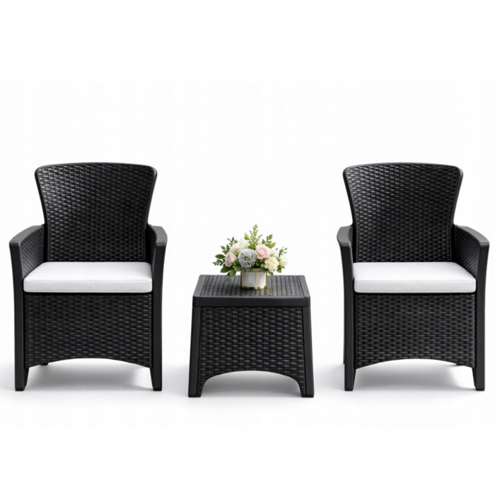 Комплект садових меблів 3в1: столик та 2 крісла з ротанга для тераси та саду, сучасний стиль