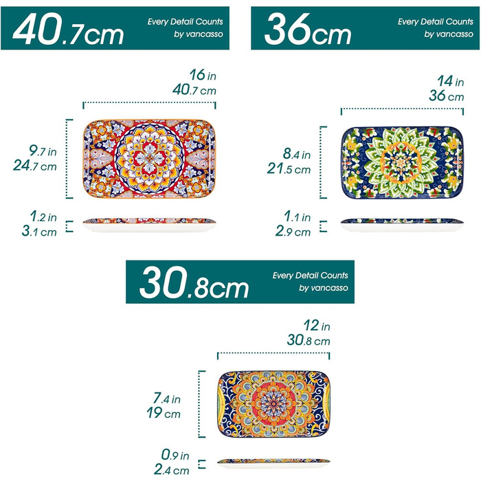 Набір посуду SIMI 18 предметів для 6 осіб, порцеляна, богемський стиль