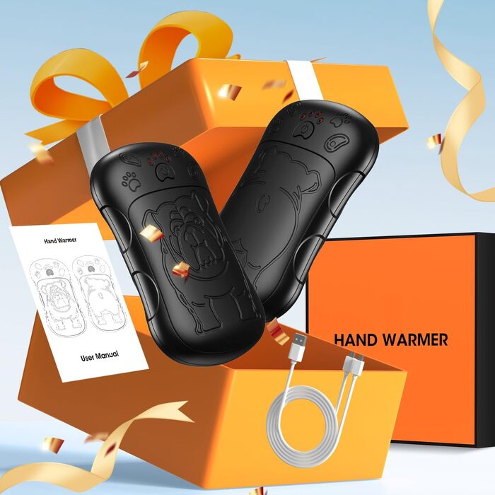 Електричні грілки для рук, 2 шт. 6000mAh, акумуляторні, багаторазові, для спорту, полювання, кемпінгу, теплий подарунок для жінок, чоловіків, дітей (чорний)
