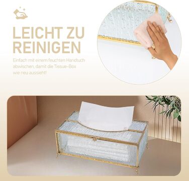 Скляна коробочка для серветок SLHEQING Gold - прямокутна, для ванної, вітальні, спальні, офісу