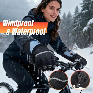 Обогревні рукавички Youtelit для жінок та чоловіків, 7.4V, 6400mAh, акумуляторні, 3 режими нагріву, водонепроникні, сенсорні, для мото, гірськолижного спорту, альпінізму, туризму, універсальний розмір