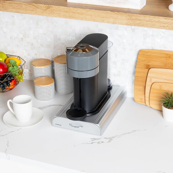 Організатор для капсул кави Mind Reader TRAY6-WHT: 36 місць, сумісний з K-Cup, CBTL, Verismo, Dolce Gusto, Nespresso. Пластиковий, сріблястий