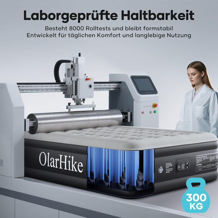 Надувний матрац OlarHike для кемпінгу та дому (2 особи) - 203x152x46 см, чорний