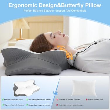 Ортопедична подушка HBYGE з Memory Foam для сну на боці, ергономічна подушка для шиї