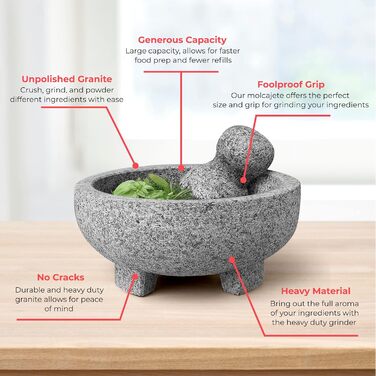 Набір для приготування соусів та спецій Alpine Cuisine: ступка та товкачок з граніту (20,3 см)