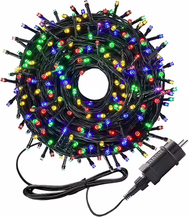 Гірлянда Meision 30 м, 300 LED, різнокольорова, для вулиці та дому, водонепроникна IP44, з таймером і 8 режимами, для балкона, саду, весілля, темно-зелений дріт