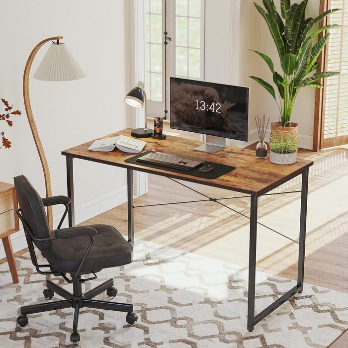 Комп'ютерний стіл CubiCubi 100x48x75 см, білий, для офісу/дому, промисловий дизайн, металевий каркас
