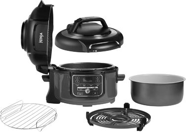 Мультиварка Ninja Foodi 6-in-1 Multi-Cooker Mini [OP100EU] 4.7 л, скороварка 6-в-1, мультипіч, повільна плита, 1460 Вт, сірий/чорний