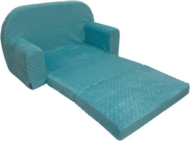 Дитячий розкладний диван FORTISLINE 2в1, 40x78x45 см, плюшевий бірюзовий з котиками, знімний чохол, для сну та ігор