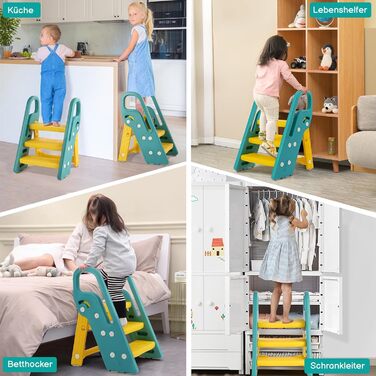 Дитячий трибуз/табурет Onasti, 2-3 сходинки, регульована висота, складаний, багатофункціональний (зелений)