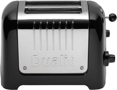 Тостер Dualit Lite на 2 скибочки - Тости 1,1 кВт 60 скибочок тостів на годину - Полірований чорним краєм - Функція бублика та розморожування - Тостер чорний Широкі отвори 36 мм Штекер ЄС чорний