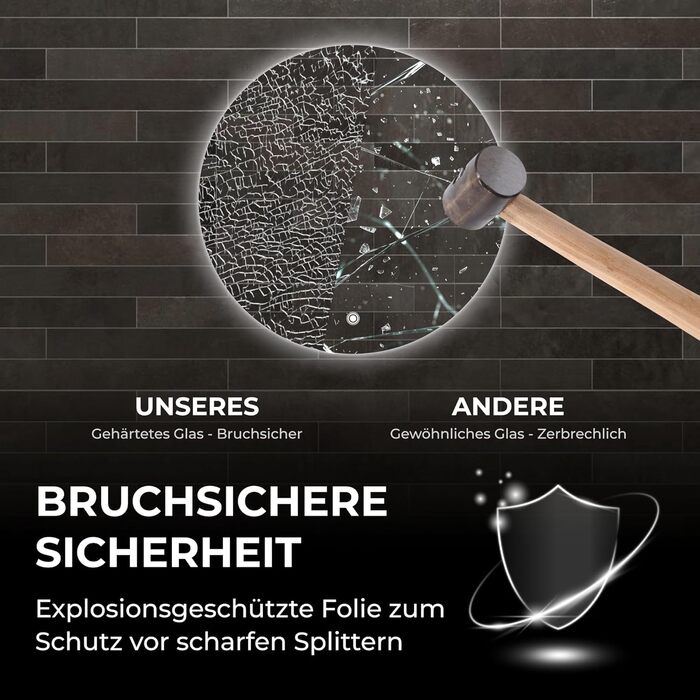LED дзеркало для ванної кімнати BR Bringer, діаметр 80 см, з підсвічуванням, антизапарюванням, регулюванням яскравості, 3 кольори світла, сенсорне управління, пам'ять, модель BRRS201