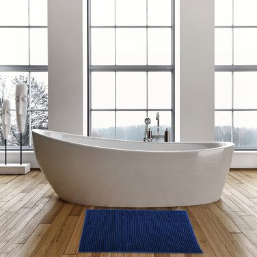 Килимок для ванної MSV килимок для ванної килимок для душу синель килимок для ванної з високим ворсом 60x90 см- (синій, 50x80 см)