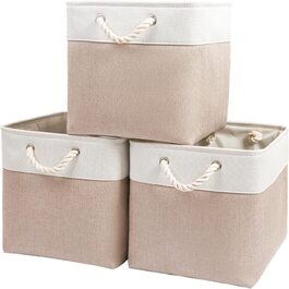 Ящик для зберігання мангата, (33x38x33 см)кошик для зберігання тканини, коробка в кубиках для шафи, Полиця, і одяг (, 4 упаковки) (хакі білий , 33x38x33/3 упаковки)