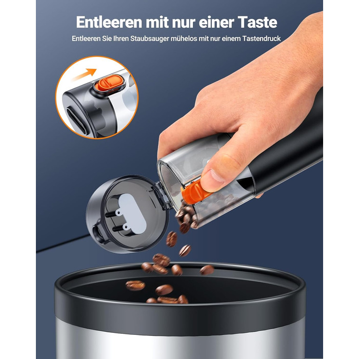 Акумуляторний ручний пилосмик SEALIGHT 32000Па, бездротовий автомобільний міні-пилосос 4-в-1 з безщітковим двигуном для шерсті тварин, авто та дому, темно-сірий матовий чорний