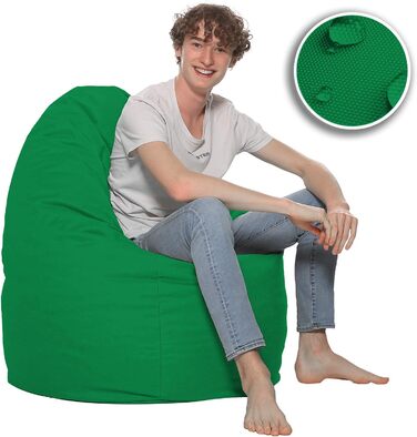 Подушка для підлоги Beanbag XXL для дорослих і дітей - підходить для ігор або відпочинку - в приміщенні та на вулиці, оскільки вона водонепроникна - з намистинами EPS, колір зелений, розмір XL