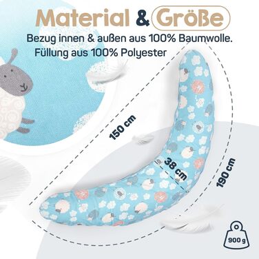 Подушка для годування та вагітних XXL (190 см) з чохлом - Муслінова подушка для вагітних та немовлят, сірого кольору