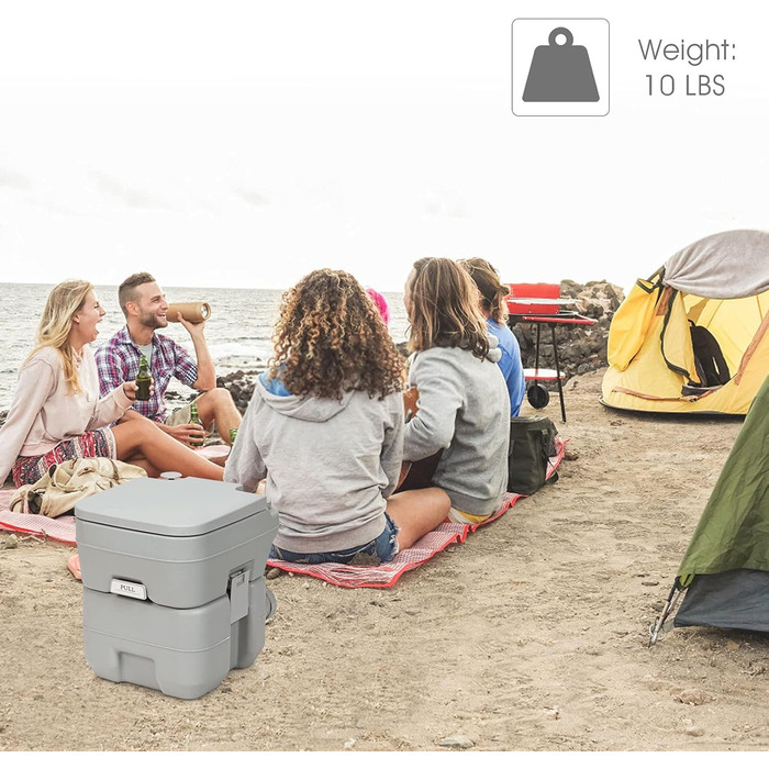 Туалет для кемпінгу DREAMADE 20L з баками для брудної та чистої води, мобільний туалет для дому, кемпінгу, трекінгу, до 200 кг, з промиванням