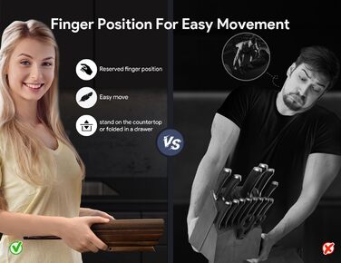 Набір кухонних ножів 7 шт. японського стилю з магнітною підставкою з акації та гострим лезом з вуглецевої сталі, ергономічні ручки