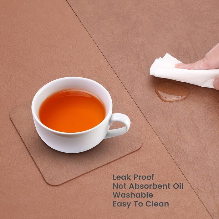 Набір підставок під гаряче YIHELU, 6 шт., штучна шкіра, зелений м'ятний/кремовий, миючіся, антиковзні