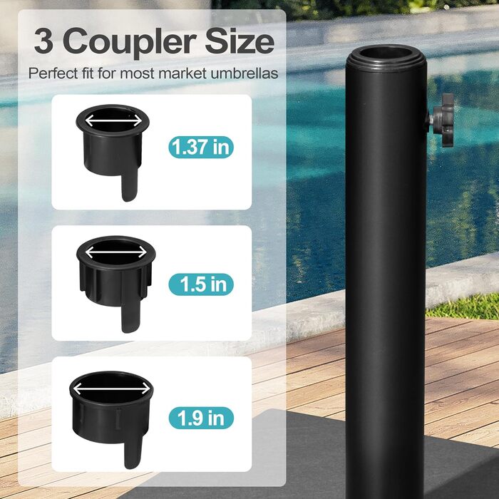 Підставка для парасольки на терасу, 18,1 кг, міцна квадратна підставка з бетону, ринкова підставка з тикового дерева (з колесами), сіра