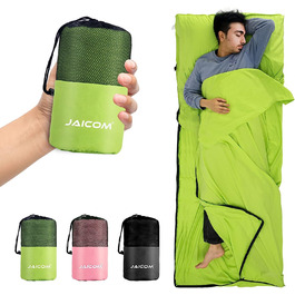 Спальний мішок для хатини JAICOM, надлегкий шовковий спальний мішок для подорожей, зручний і м'який спальний мішок невеликий розмір упаковки з мікрофібри, ідеально підходить для літа, піших прогулянок, готелів і котеджів (зелений)