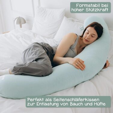 Подушка для годування Stillkissen XXL з органічної бавовни та наповнювачем з капоку | велика подушка для годування та пляшечки | вагітна подушка для сну на боці | антиалергенна та тиха | 190x30 см, кремовий колір, перкал (фіалка, в'язана)