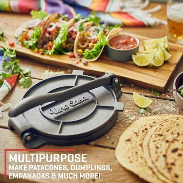 Пресс для тортилій Uno Casa Tortilla Presse 20 см - для тако, роті, з 100 шт. паперу для випікання