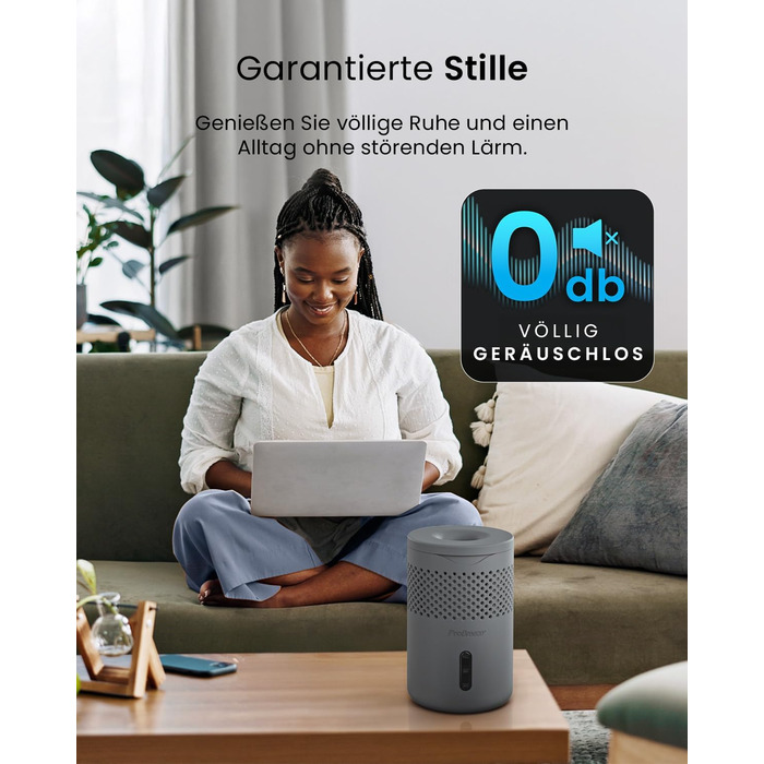 Зволожувач повітря Pro Breeze Osmo – безшумний, з можливістю поповнення – для дому, спальні, шафи, авто – міні-зволожувач без живлення – таблетка 700г (до 100 днів) сірий