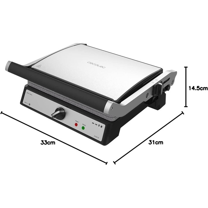 Електрогриль Cecotec Rock'nGrill 1500 Rapid з RockStone-покриттям, регульованою кришкою та знімною підставкою для жиру