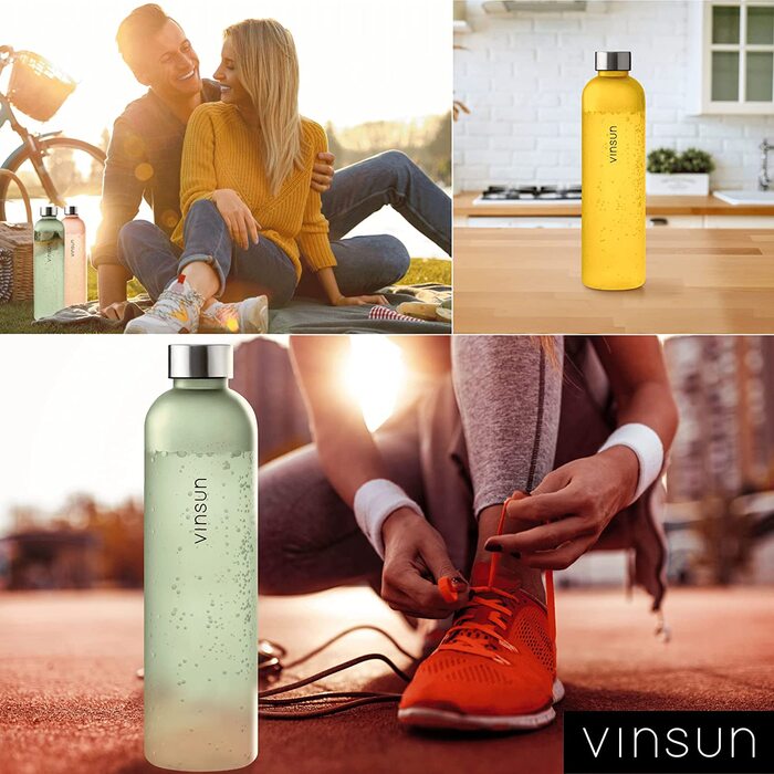 Пляшка для пиття Vinsun об'ємом 1 л-багаторазова, екологічно чиста, не містить вуглекислого газу, спортивна пляшка Tritan для активного відпочинку, школи, коледжу, велосипеда, офісу, тренажерного залу (650 мл, рожева)