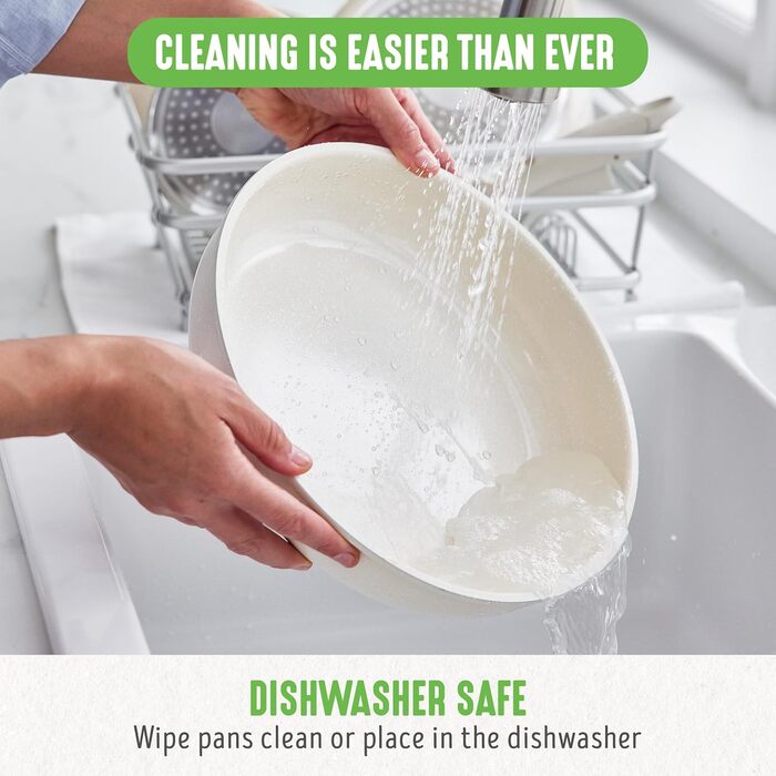 Набір кухонного посуду GreenLife 10 предметів з антипригарним покриттям, знімними ручками та стійким до утворення накипу, нетоксичний, без PFAS, для індукційних плит, економний, з сервірувальними тарілками