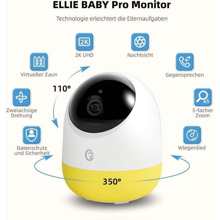 Радіоняня Ellie з камерою 2K, 5