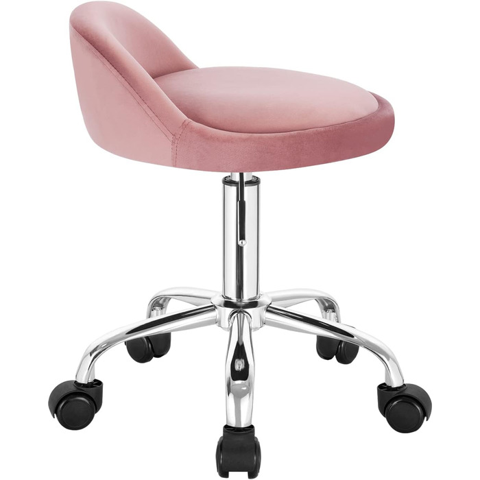 Офісний стілець WOLTU з коліщатками, поворотний стілець з регульованою висотою, роликовий стілець з низькою спинкою, робочий стілець з висотою сидіння 43-54, 5 см BS127sz (рожевий)