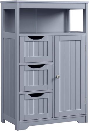 Шафка у ванну кімнату Yaheetech з 3 висувними ящиками та 1 дверцятами, сіра, 55,5 x 29,5 x 86,5 см