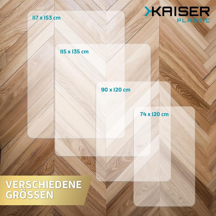 Захисна килимок Kaiser Bodenschutzmatte, 115x135 см - прозора підкладка під стіл/стілець - антиковзаюча - для офісу та дому