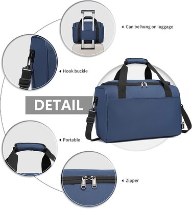 Ручна поклажа Kono Ryanair 40x20x25 сумка для ручної поклажі для літака Дорожня сумка для багажу вихідного дня велика максимальна ручна поклажа для чоловіків і жінок з плечовим ременем (синій )