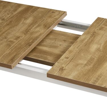 Розсувний обідній стіл B&D LARS 120-160 x 80 см для кухні, 4-6 осіб, стиль Industrial Modern, колір дикий дуб, чорне металеве підстав'я, 11202-XS-EIWL
