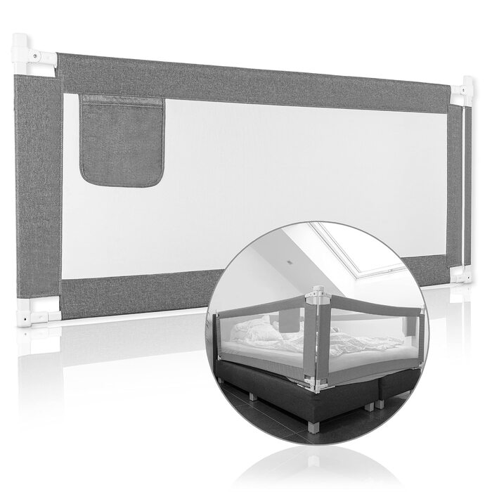 Захисний бортик для ліжка дитячий Bettgitter 200 см, сірий - запобігає випаданню, одна сторона, з інструкцією